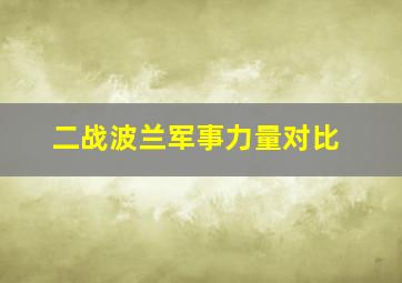 二战波兰军事力量对比