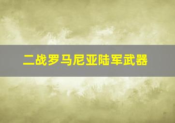 二战罗马尼亚陆军武器