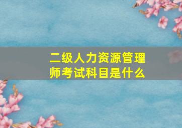 二级人力资源管理师考试科目是什么