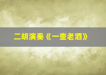 二胡演奏《一壶老酒》