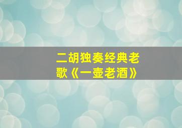 二胡独奏经典老歌《一壶老酒》