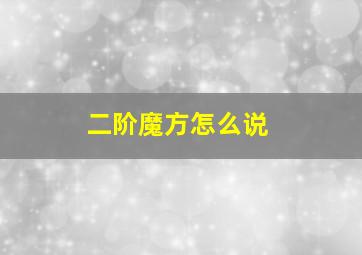 二阶魔方怎么说