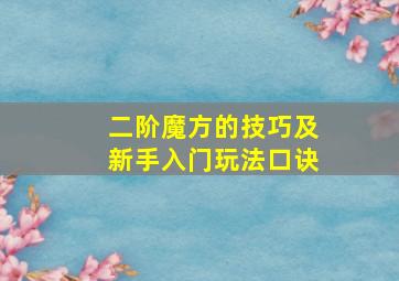 二阶魔方的技巧及新手入门玩法口诀