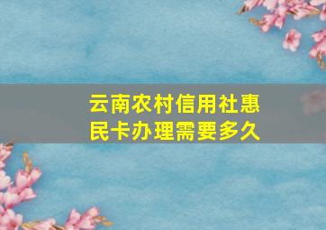 云南农村信用社惠民卡办理需要多久