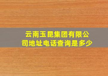 云南玉昆集团有限公司地址电话查询是多少