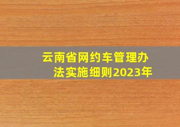 云南省网约车管理办法实施细则2023年