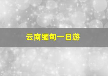 云南缅甸一日游