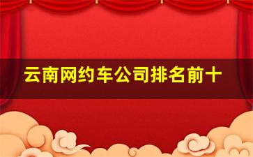 云南网约车公司排名前十