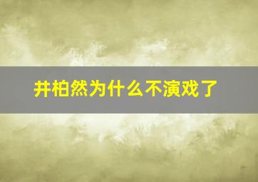 井柏然为什么不演戏了