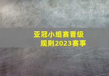 亚冠小组赛晋级规则2023赛事