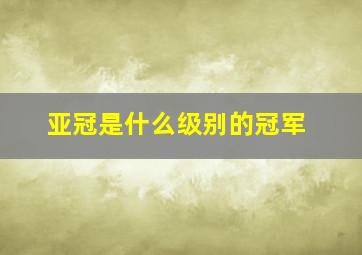 亚冠是什么级别的冠军