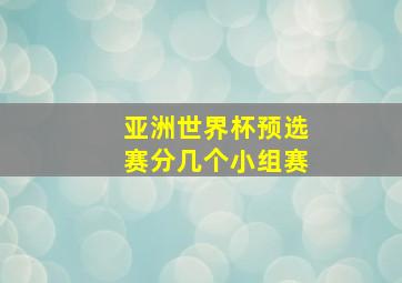 亚洲世界杯预选赛分几个小组赛