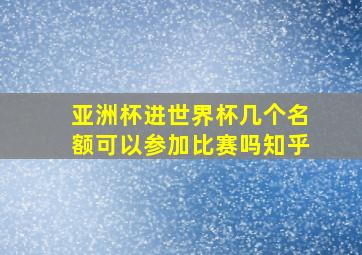 亚洲杯进世界杯几个名额可以参加比赛吗知乎