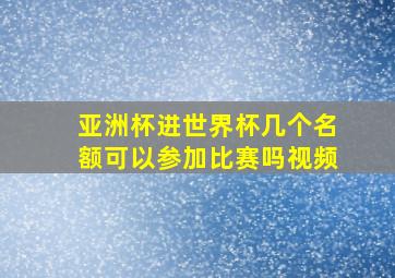 亚洲杯进世界杯几个名额可以参加比赛吗视频