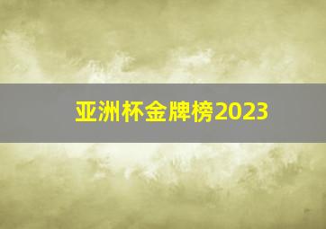 亚洲杯金牌榜2023