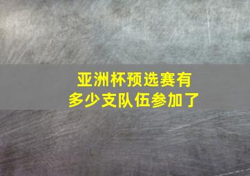 亚洲杯预选赛有多少支队伍参加了