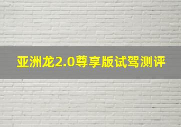 亚洲龙2.0尊享版试驾测评