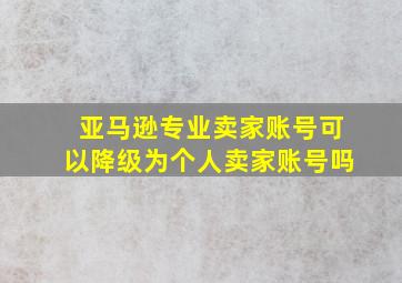 亚马逊专业卖家账号可以降级为个人卖家账号吗