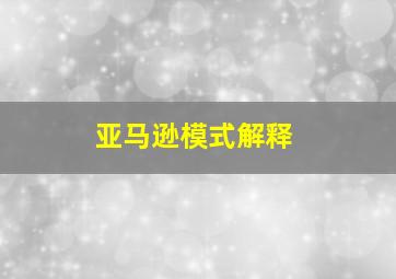 亚马逊模式解释