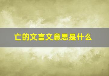 亡的文言文意思是什么