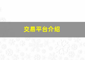 交易平台介绍