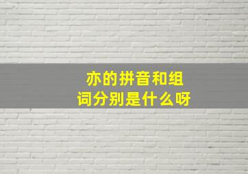 亦的拼音和组词分别是什么呀