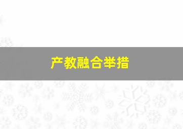 产教融合举措