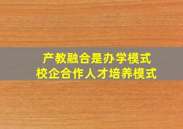 产教融合是办学模式校企合作人才培养模式