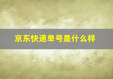 京东快递单号是什么样