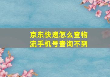 京东快递怎么查物流手机号查询不到