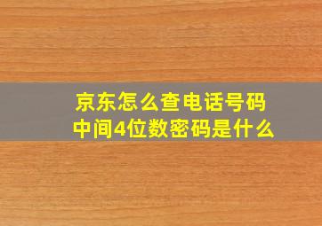 京东怎么查电话号码中间4位数密码是什么