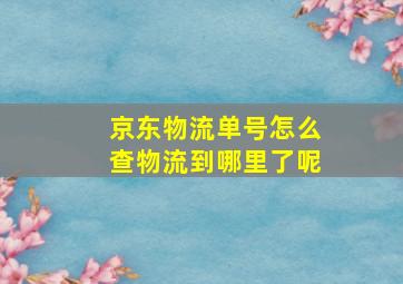 京东物流单号怎么查物流到哪里了呢