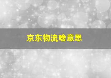 京东物流啥意思