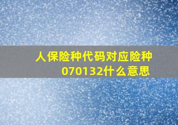 人保险种代码对应险种070132什么意思