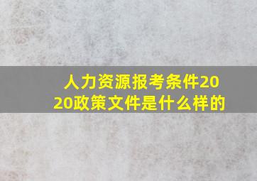 人力资源报考条件2020政策文件是什么样的