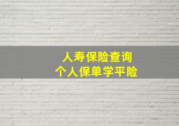 人寿保险查询个人保单学平险