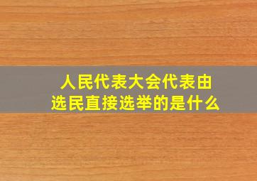 人民代表大会代表由选民直接选举的是什么