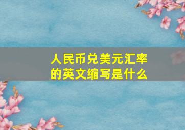 人民币兑美元汇率的英文缩写是什么