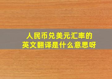 人民币兑美元汇率的英文翻译是什么意思呀