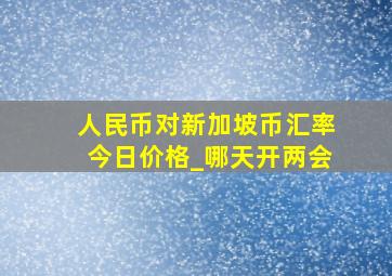 人民币对新加坡币汇率今日价格_哪天开两会