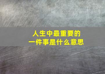 人生中最重要的一件事是什么意思