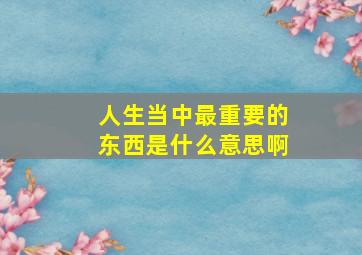 人生当中最重要的东西是什么意思啊