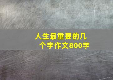 人生最重要的几个字作文800字