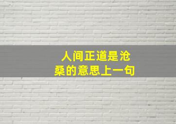 人间正道是沧桑的意思上一句