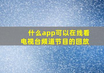 什么app可以在线看电视台频道节目的回放