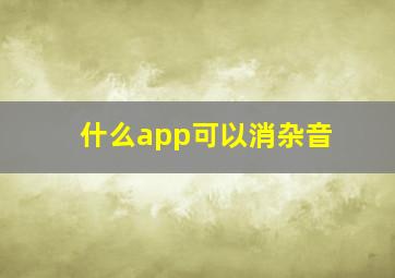 什么app可以消杂音