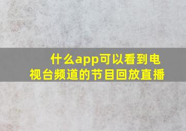 什么app可以看到电视台频道的节目回放直播