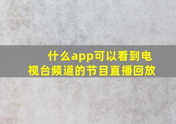 什么app可以看到电视台频道的节目直播回放