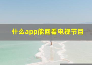 什么app能回看电视节目