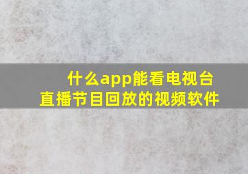 什么app能看电视台直播节目回放的视频软件